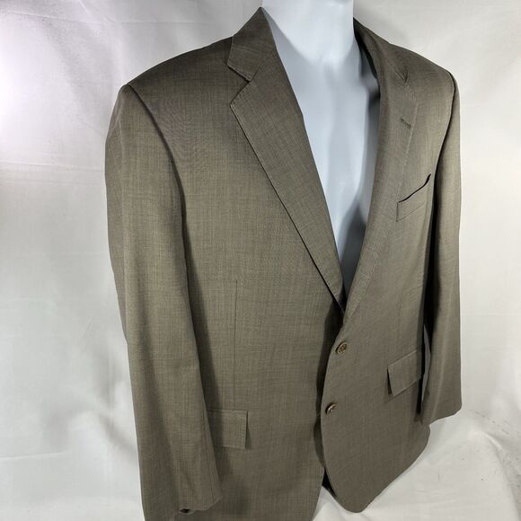 BROOKS BROTHERS BLAZER APPROX MENS 44 BEIGE BROWN TWO BUTTON WOOL SINGLE BREAST - Picture 5 of 12